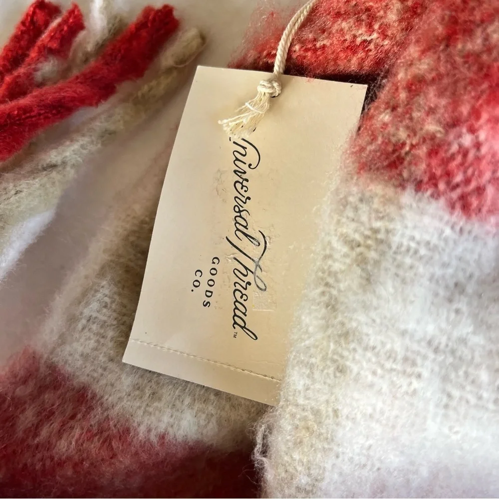 Universal Thread Scarf Lofty Blanket-Like Red and Cream